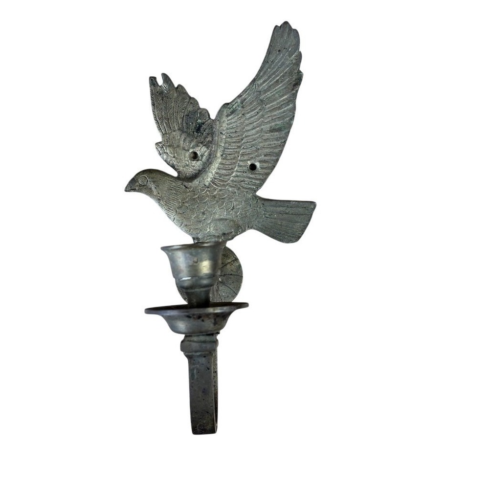 Vintage Flying Eagle Wall Sconce‎ Candle Holder Single Arm Pewter Rustic